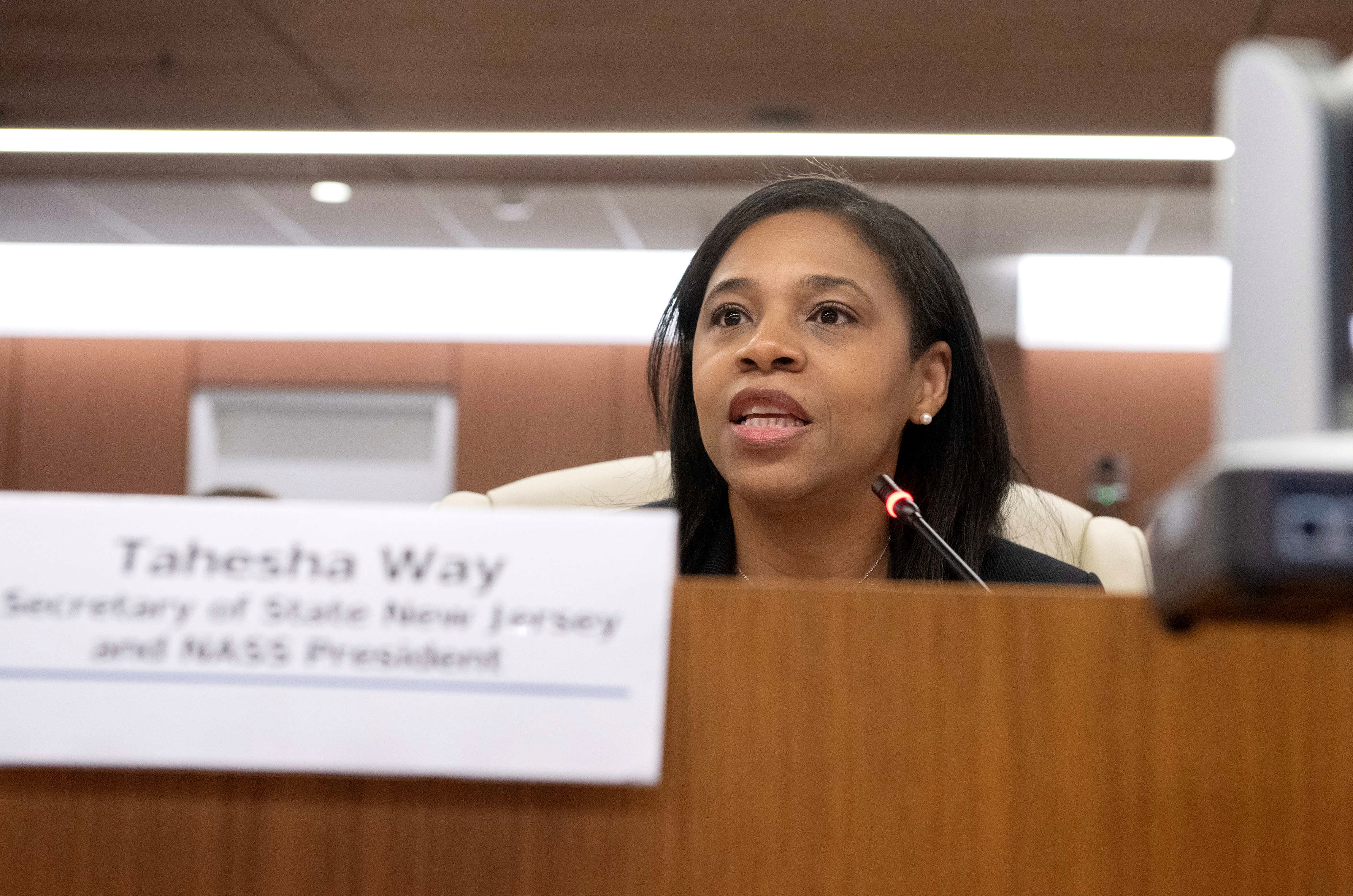 The Honorable Tahesha Way, New Jersey Secretary of State and National Association of Secretaries of State (NASS) President testifies before the EAC Commissioners.