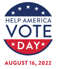 "Help America Vote Day- August 16, 2022 logo"