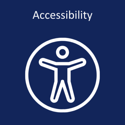 Image of a person inside of a circle. "Accessibility"
