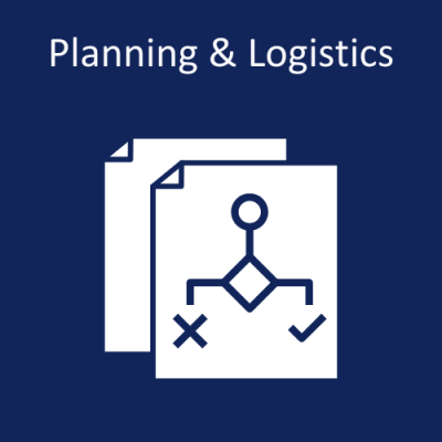 Image of two pieces of paper while one of the pages features a drawn diagram. "Planning & Logistics"