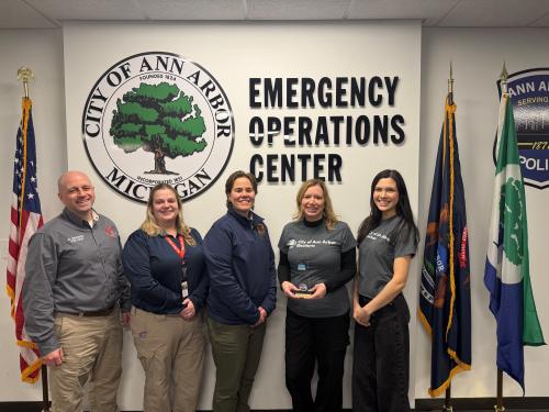Ann Arbor City Clerk Office staff with their 2024 Clearinghouse Award. 