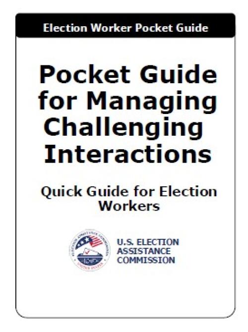 Cover of the Pocket Guide for Managing Challenging Interactions for election workers.