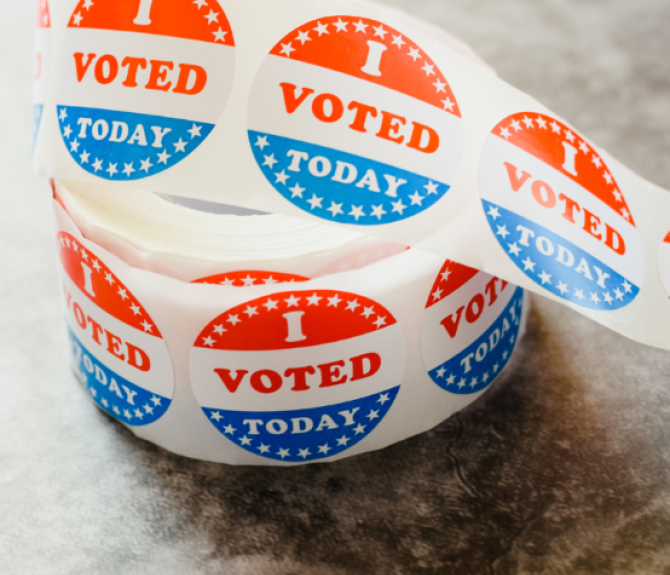 Roll of "I Voted" stickers. 