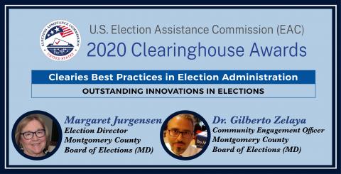 Clearies Best Practices conversation with Margaret jurgensen and Dr. Gilberto Zelaya Montgomery County Board of Elections